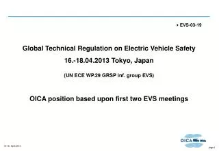 Global Technical Regulation on Electric Vehicle Safety
