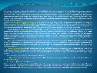 Review over the Collective Features Of SharePoint