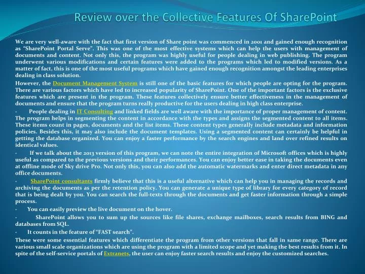 review over the collective features of sharepoint