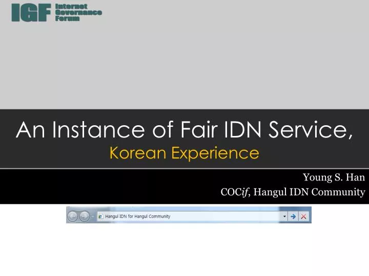 an instance of fair idn service korean experience