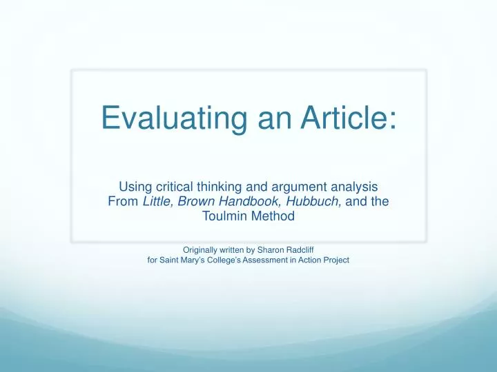 evaluating an article