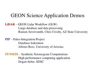 GEON Science Application Demos