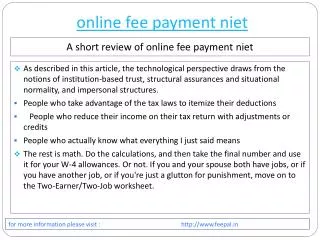 An Efficient Process about online fee payment niet
