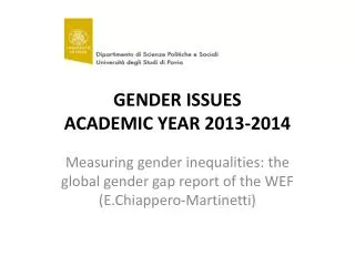 GENDER ISSUES ACADEMIC YEAR 2013-2014