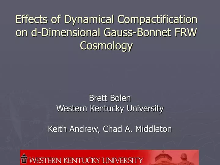 effects of dynamical compactification on d dimensional gauss bonnet frw cosmology