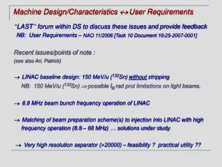 Machine Design/Characteristics ? User Requirements