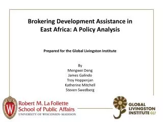 Brokering Development Assistance in East Africa: A Policy Analysis