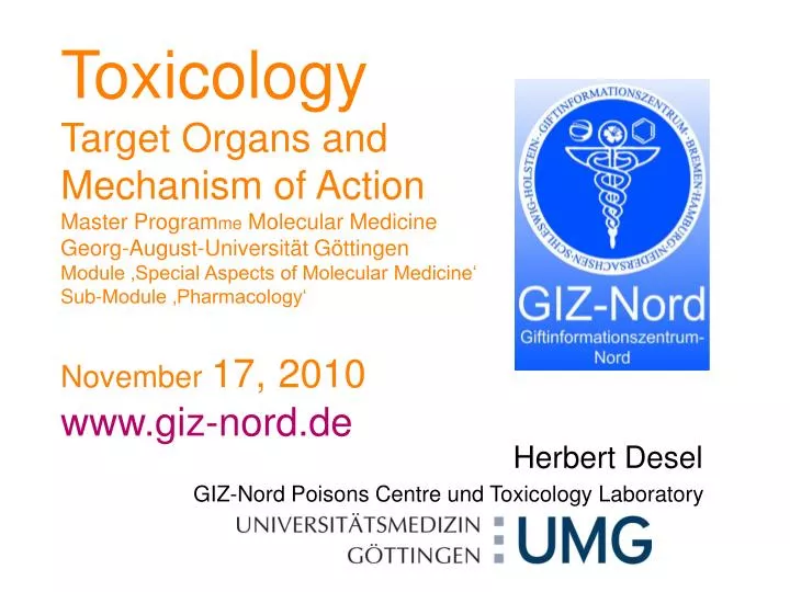 herbert desel giz nord poisons centre und toxicology laboratory