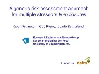 A generic risk assessment approach for multiple stressors &amp; exposures