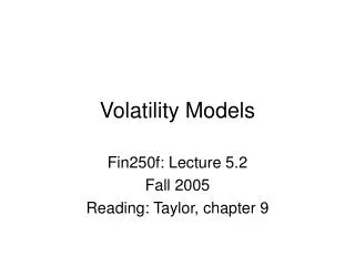 Volatility Models
