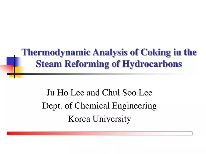 thermodynamic analysis of coking in the steam reforming of hydrocarbons