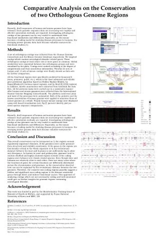 Comparative Analysis on the Conservation of two Orthologous Genome Regions