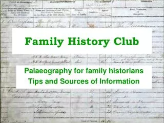 Family History Club