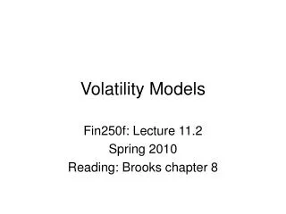 Volatility Models