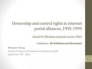 Wonjoon Chung School of Labor and Employment Relations (LER) September 18 th , 2012