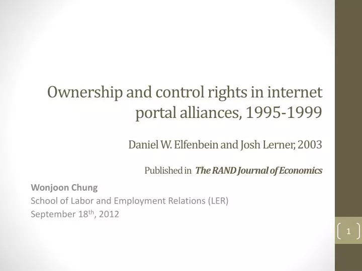 wonjoon chung school of labor and employment relations ler september 18 th 2012