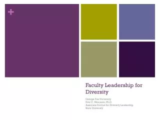 Faculty Leadership for Diversity
