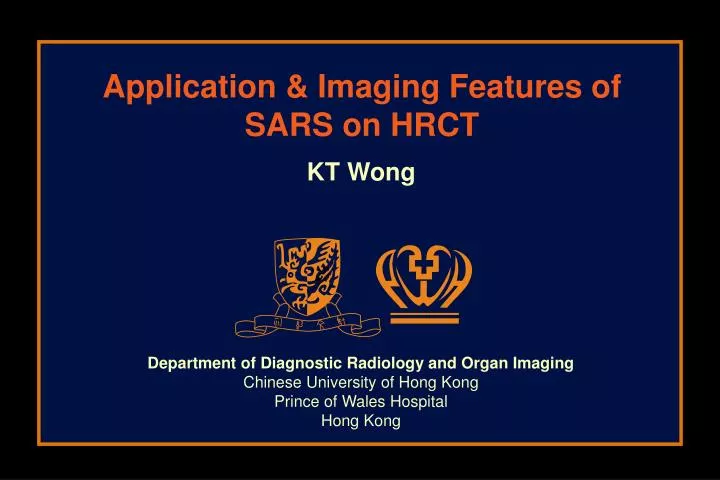 application imaging features of sars on hrct