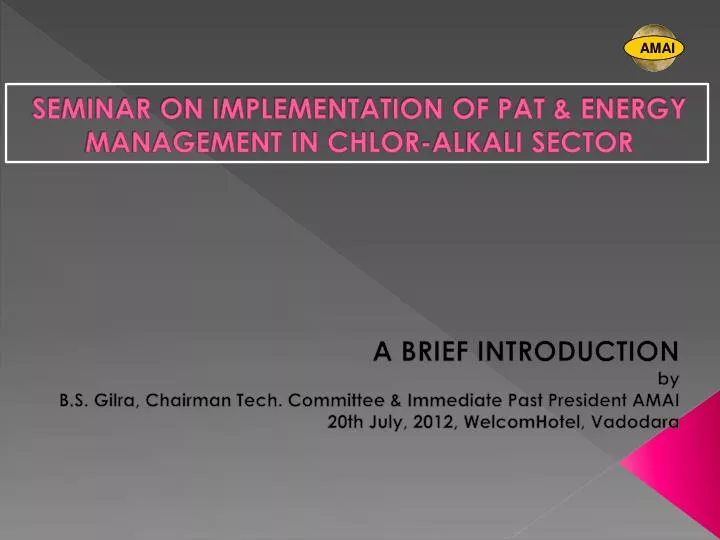 seminar on implementation of pat energy management in chlor alkali sector