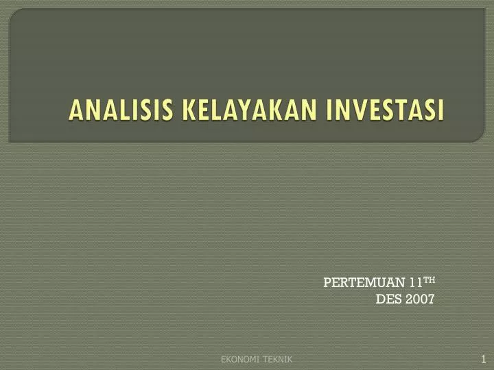 analisis kelayakan investasi