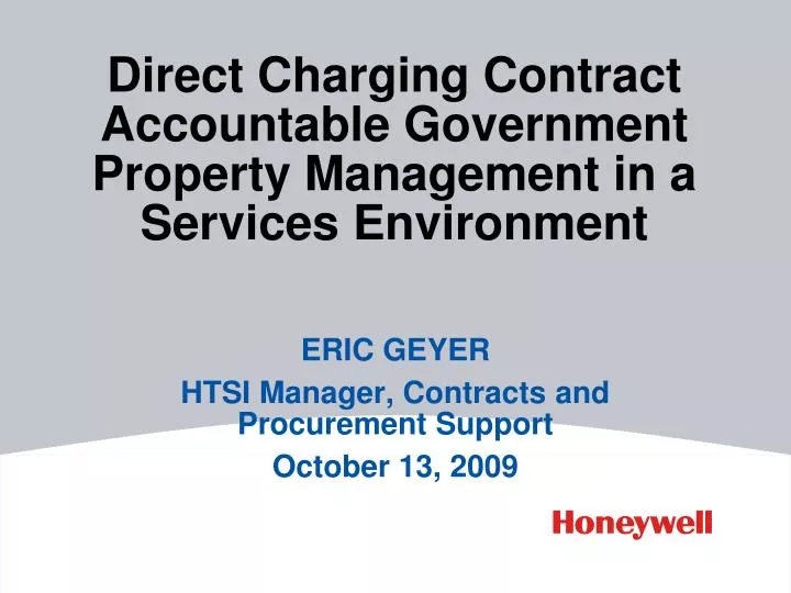 direct charging contract accountable government property management in a services environment