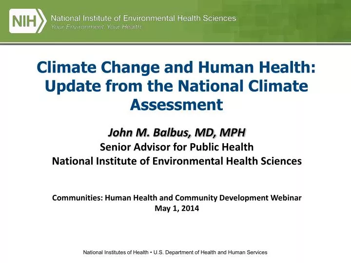 climate change and human health update from the national climate assessment