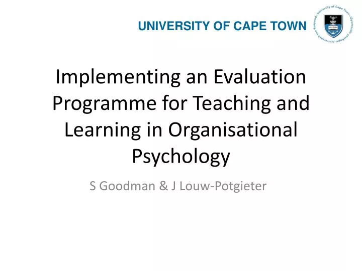 implementing an evaluation programme for teaching and learning in organisational psychology