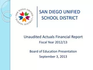 SAN DIEGO UNIFIED SCHOOL DISTRICT