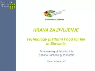 HRANA ZA ZIVLJENJE Technology platform Food for life in Slovenia