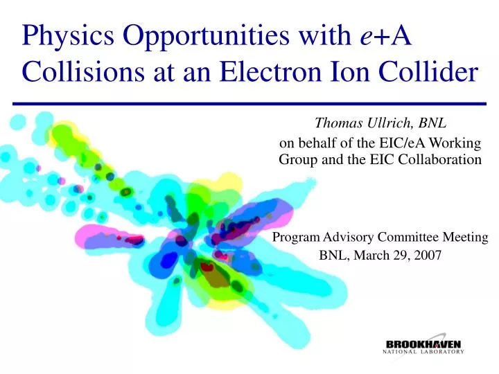 physics opportunities with e a collisions at an electron ion collider