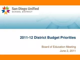 2011-12 District Budget Priorities
