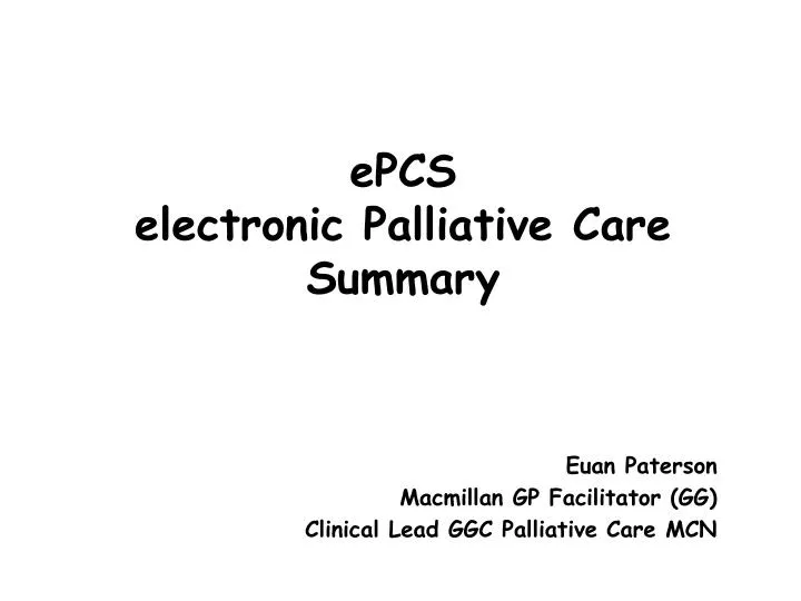 epcs electronic palliative care summary