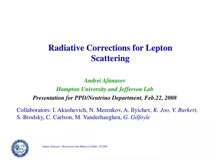 radiative corrections for lepton scattering