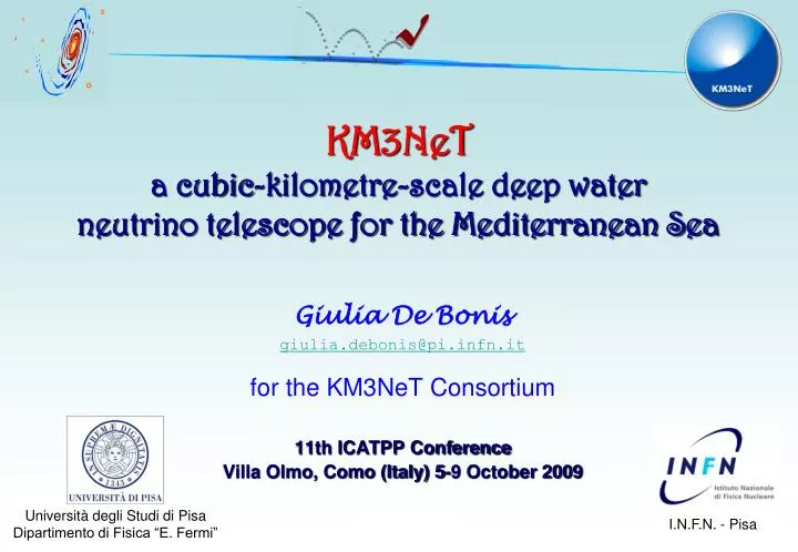 km3net a cubic kilometre scale deep water neutrino telescope for the mediterranean sea
