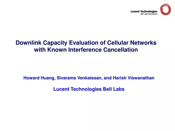 downlink capacity evaluation of cellular networks with known interference cancellation