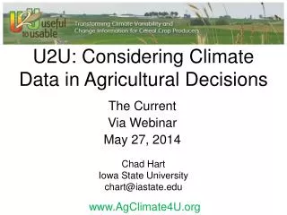 U2U: Considering Climate Data in Agricultural Decisions