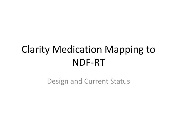 clarity medication mapping to ndf rt