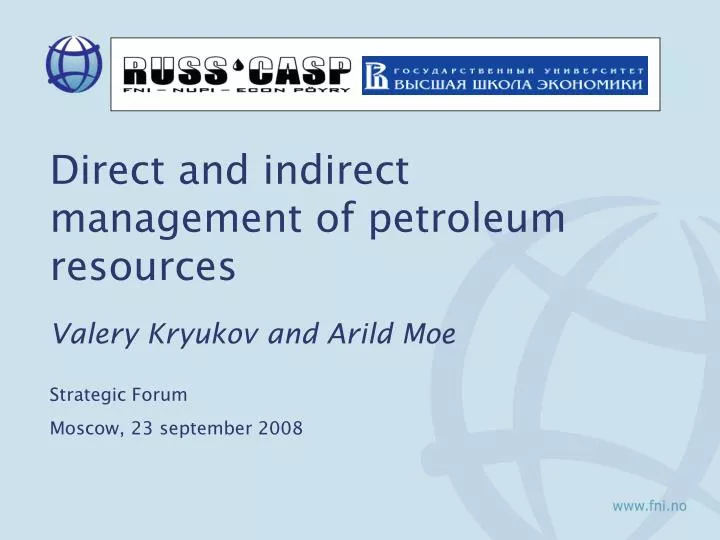 direct and indirect management of petroleum resources