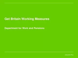 Get Britain Working Measures Department for Work and Pensions