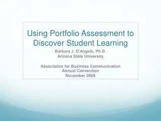 Using Portfolio Assessment to Discover Student Learning