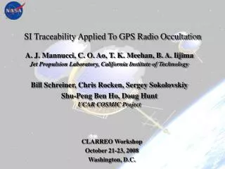 SI Traceability Applied To GPS Radio Occultation