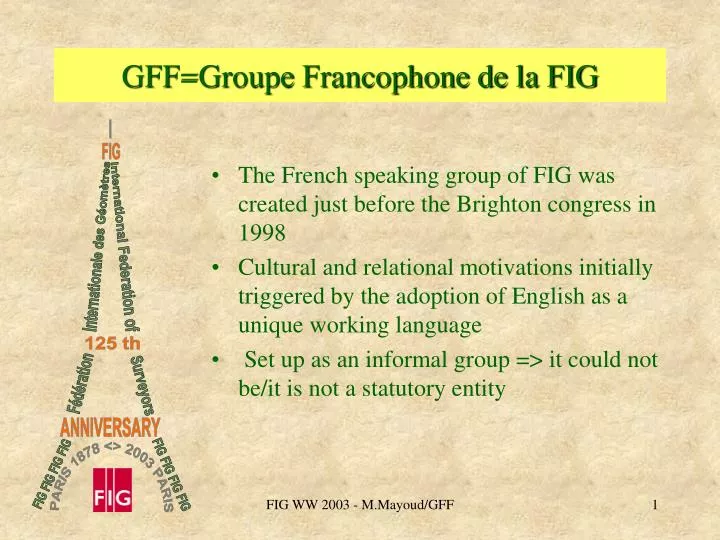 gff groupe francophone de la fig