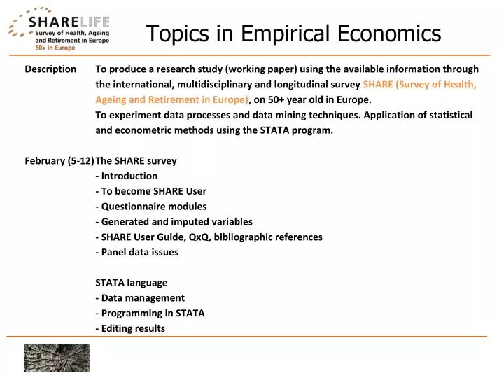 topics in empirical economics
