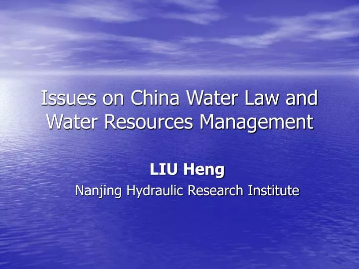 issues on china water law and water resources management
