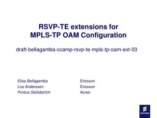 RSVP-TE extensions for MPLS-TP OAM Configuration