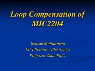 Loop Compensation of MIC2204