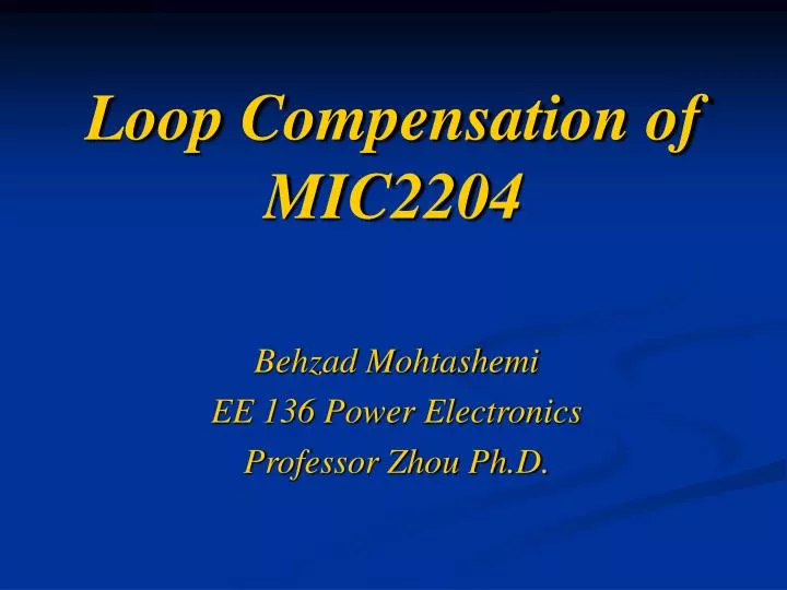 loop compensation of mic2204