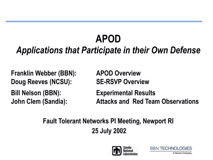 apod applications that participate in their own defense
