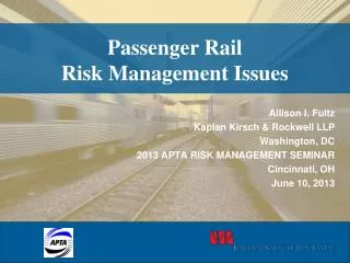 Passenger Rail Risk Management Issues