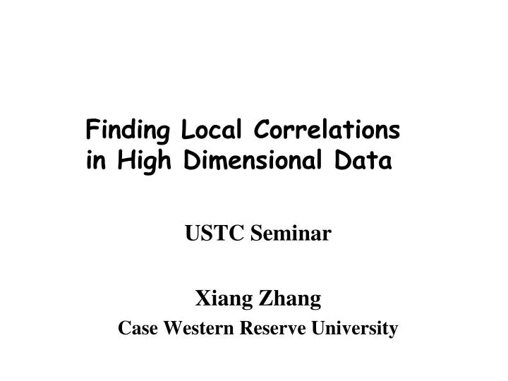 finding local correlations in high dimensional data